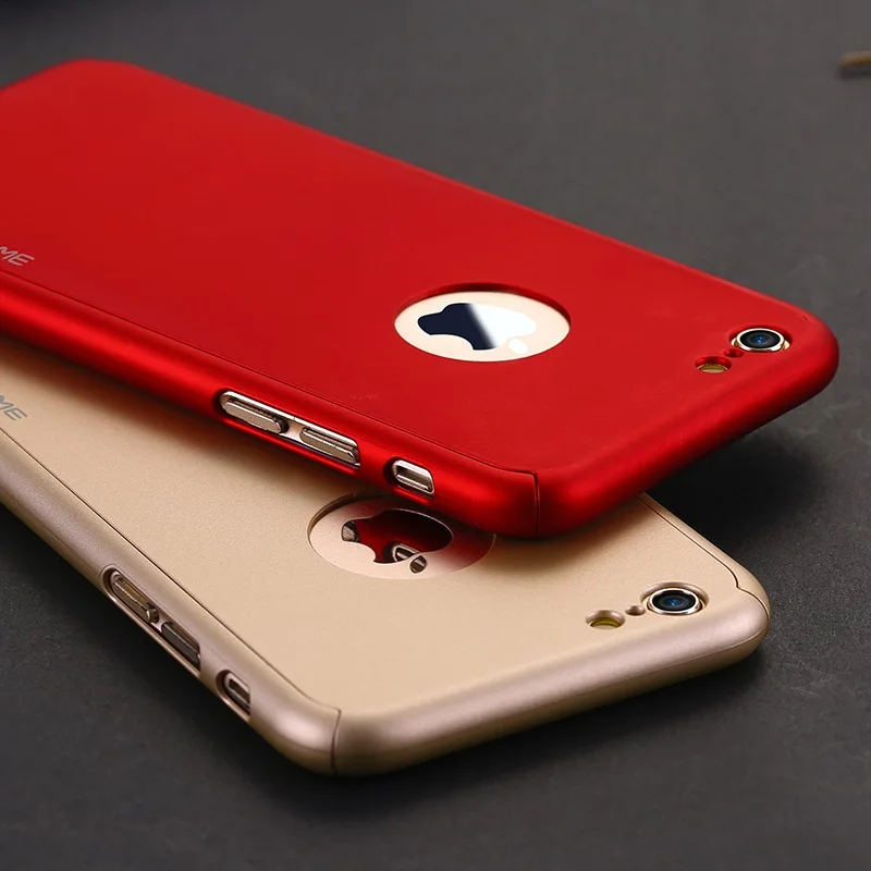 FLOVEME Luxury 360 Degree Full Body Protection Cover Cases For iPhone 6 6s With Tempered Glass For iPhone 6S Case+Logo Circle