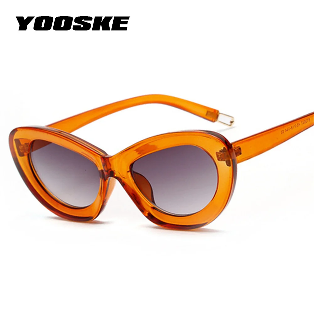 YOOSKE, женские солнцезащитные очки кошачий глаз, летние, карамельный цвет, фирменный дизайн, высокое качество, винтажные, кошачий глаз, Овальные, солнцезащитные очки, Eyewea