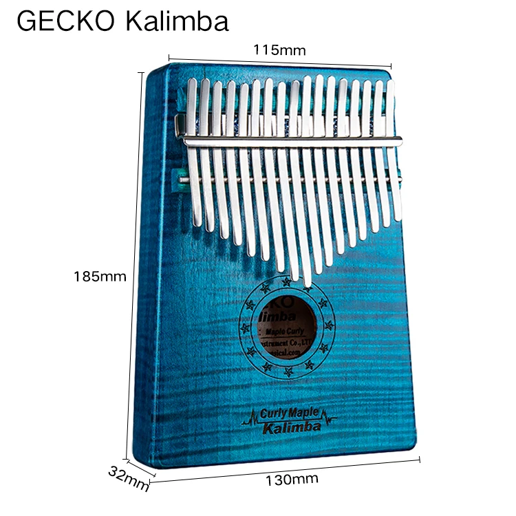 GECKO Kalimba 17 клавиш кудрявый клен большого пальца пианино и EVA высокая производительность защитная коробка, тюнинг молоток, профессиональные модели MC-BL