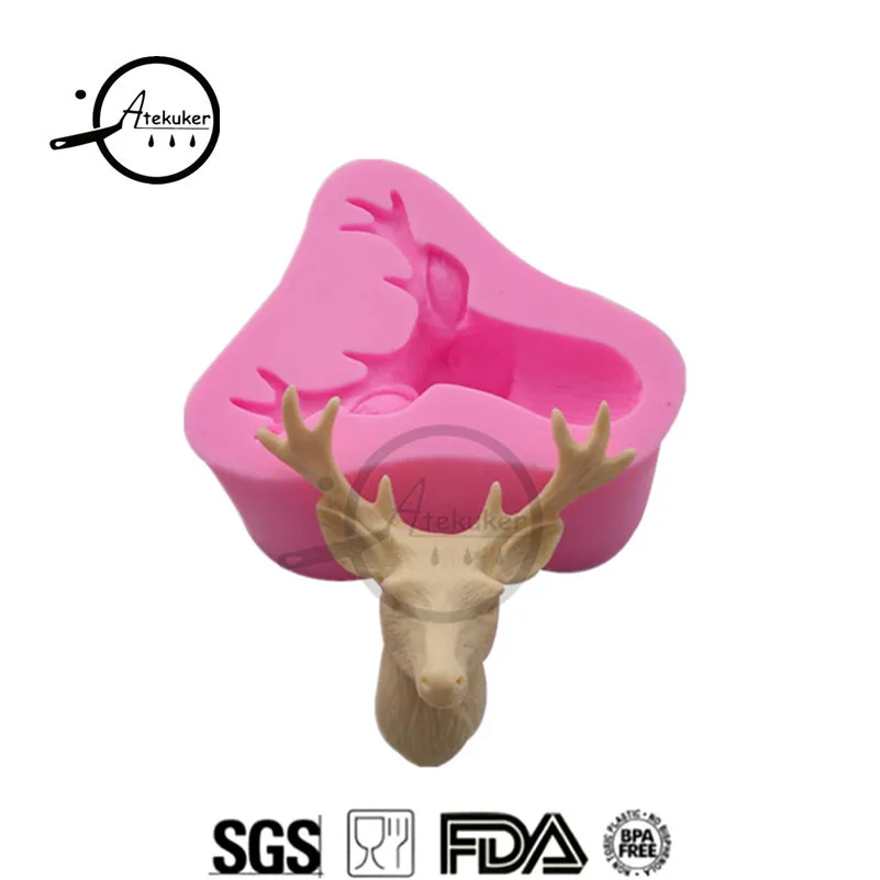 

Atekuker Christmas Elk Silicone Molds For 3D Crafts Fondant Tools Cake Decoration Forms For Gypsum DIY