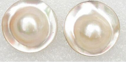 

wb001 New AAA natural rare 22mm white South Sea Mabe Pearl Earrings 925sc Dangle