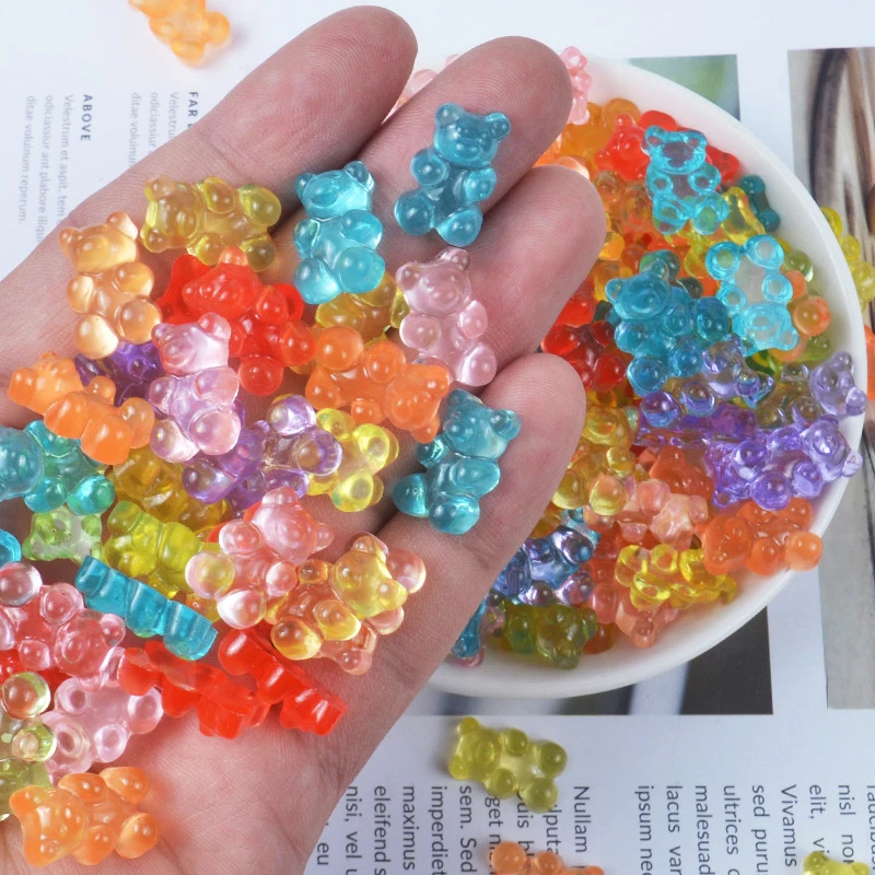 10 pièces Slime Charmes Mignon Mini Ours Résine Pâte À Modeler Slime Accessoires Perles Faisant Des Fournitures Pour Enfants bricolage Scrapbooking Artisanat (lot de 10)