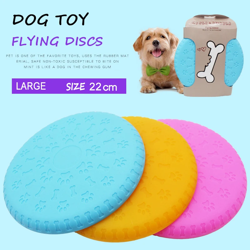 

2019 OutDoor Pet Toys New Large Dog Flying Discs Training Puppy Toy Rubber Fetch Flying Disc Frisby 15cm 18cm 22cm