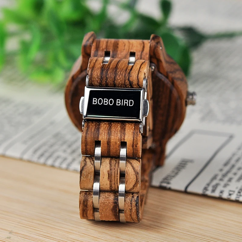BOBO BIRD New Design Business Men Watch Quartz Movement with Wooden Metal Brand for Father's Day Customized