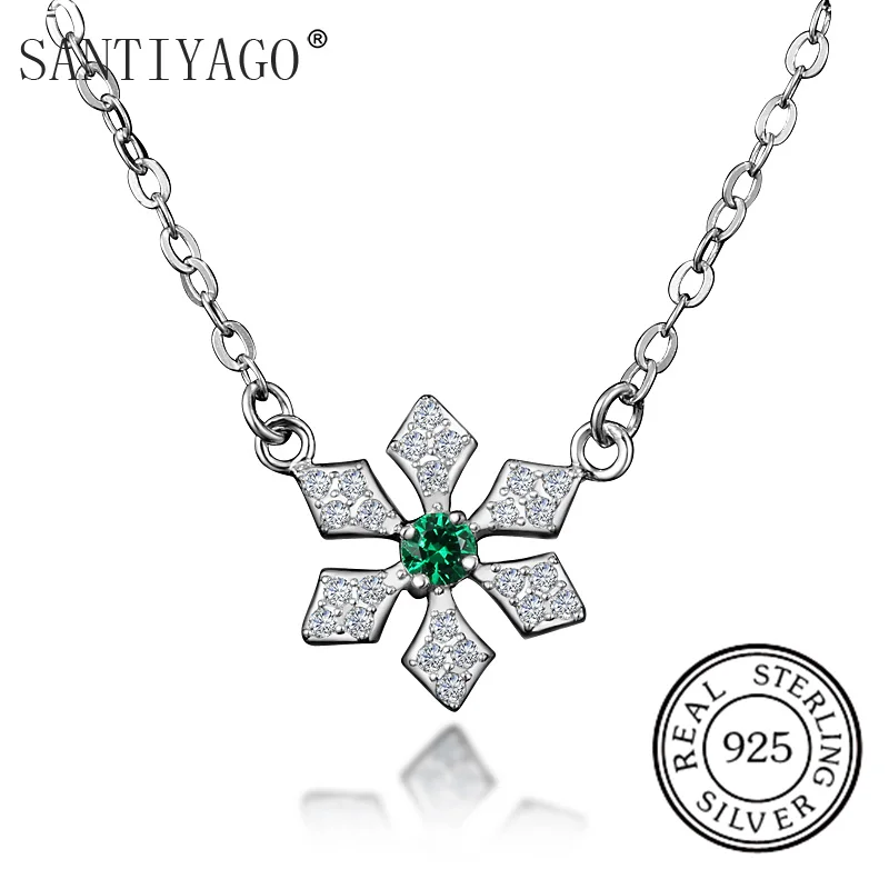 

Christmas Snow Pendant Necklace 925 Sterling Sliver Jewelry Romantic Fine Jewelry Women Silver Necklace