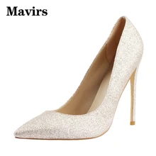 MAVIRS Glitter WomenHigh Heels Pointed Roe Thin Heels Big Size 34-45 2017 Spring Fashion OL Dress Party Shoes