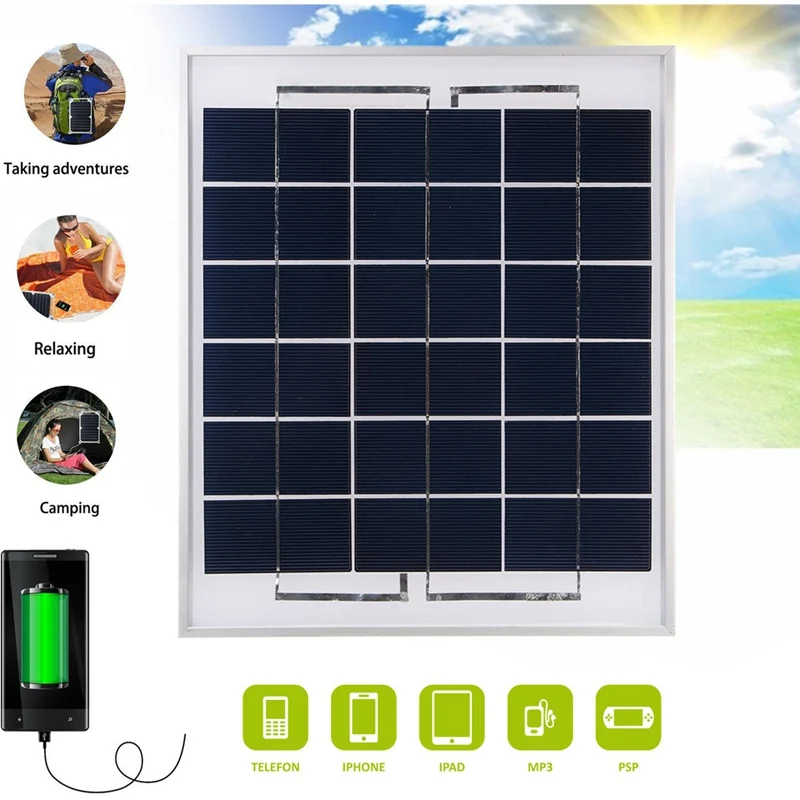 

CLAITE 8W 9V 1.5A PolyCrystalline Solar Panel Dual USB Battery Charger Solar Cell Travelling Supply For Cell Phone Power Bank