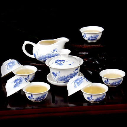 Чайный сервиз Gong fu cha, керамический чайник с чашкой fung fu, gaiwan, поднос для заварки, фарфоровая чайная чашка, набор чайников - Color: 10pcs type 2