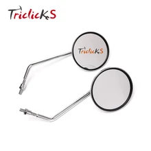 Triclicks Pair Left Right Rearview CNC Side Mirrors Aluminum Chrome Motorcycle Rear View Mirror For Most Motorcycles Handlebar