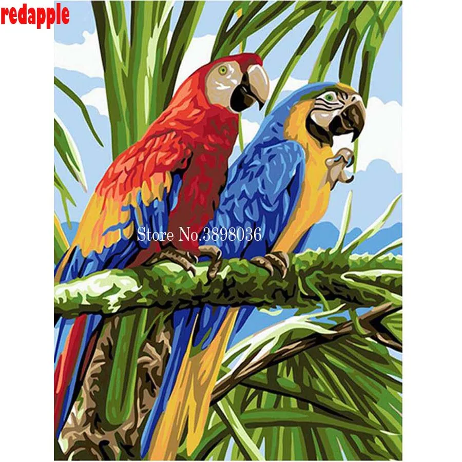 

Diy Diamond Embroidery Colored Parrot Cross Stitch Painting 5D Full Square Accessories Decor Rhinestones Mosaic Sticker bird B47
