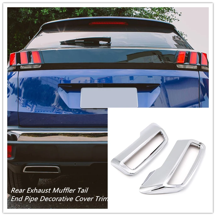 For Peugeot 3008 5008 Allure 2017 2018 ABS Rear Exhaust Muffler Tail End Pipe Decorative Cover
