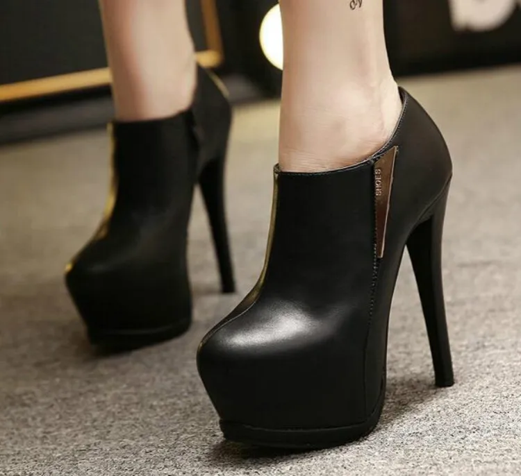 

15cm high with bare boots waterproof nightclub fine with round Martin boots retro new winter boots women boots