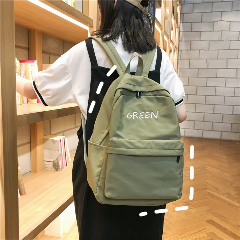 Женские рюкзаки, школьный рюкзак для девочек-подростков, Женский Большой Вместительный Одноцветный водонепроницаемый нейлоновый Повседневный Рюкзак, школьная сумка