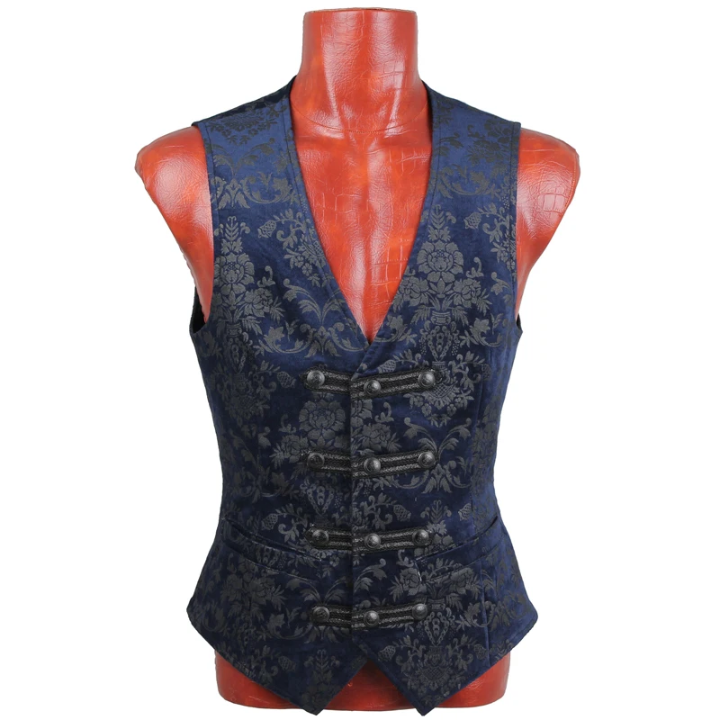 Gothic mannen Paleis Afdrukken Vest Steampunk Gentleman Mouwloze V-hals Jurk Jas Vesten