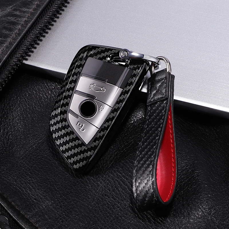 

Scratchproof Carbon fiber+PC Car Key Cover Case For BMW X5 F15 X6 F16 G30 7 Series G11 X1 F48 Auto Key Shell Protection Keychain