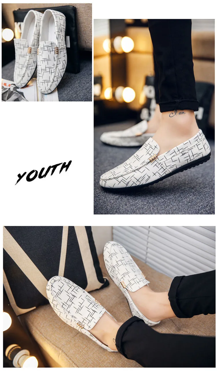 Men’s Loafers & Slip-Ons Casual Shoe Light Canvas Breathable Fashion ...