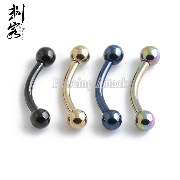 

14 Gauge Titanium Plated Curve Barbell Titanium Anodized Eyebrow Ring 1.6*8*4mm Body Jewelry