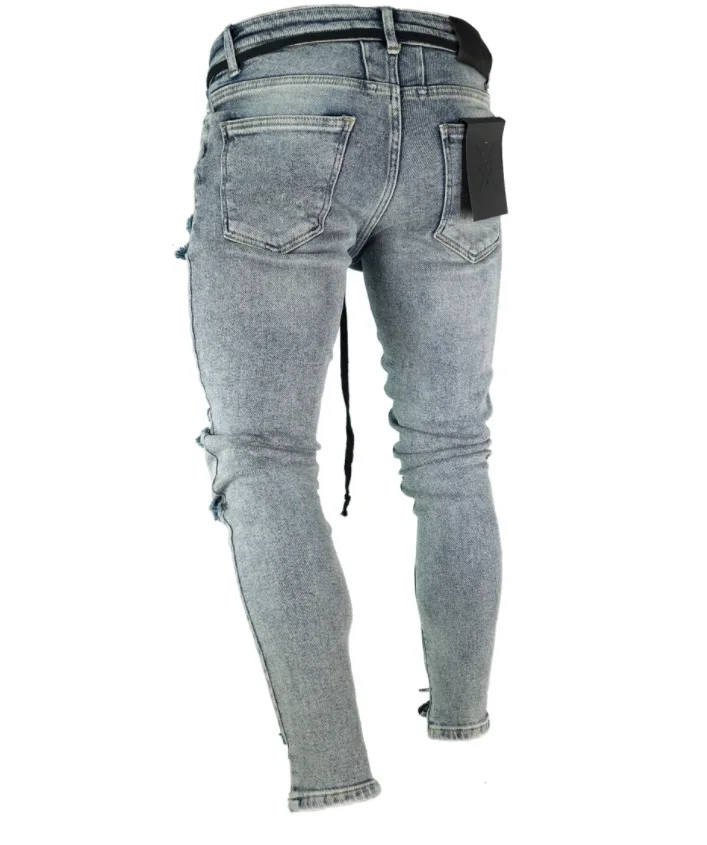 Tanie Długie spodnie ołówkowe porwane jeansy Slim Spring Hole 2018 moda męska cienkie obcisłe dżinsy rurki dla mężczyzn spodnie hip hopowe ubrania odzież