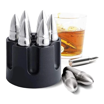 

2.25"Extra Large Bullet-Shaped Stainless Steel Ice Cube Reusable for Whisky, Bourbon | Perfect Alcohol or Bar Cooler Accessories