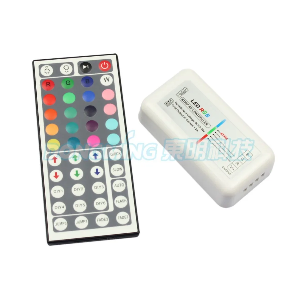 cheap Free Shipping 44 Keys LED RGB Controler rf Remote Dimmer Input DC12V 24V 12A For RGB SMD 3528 5050 LED Strip