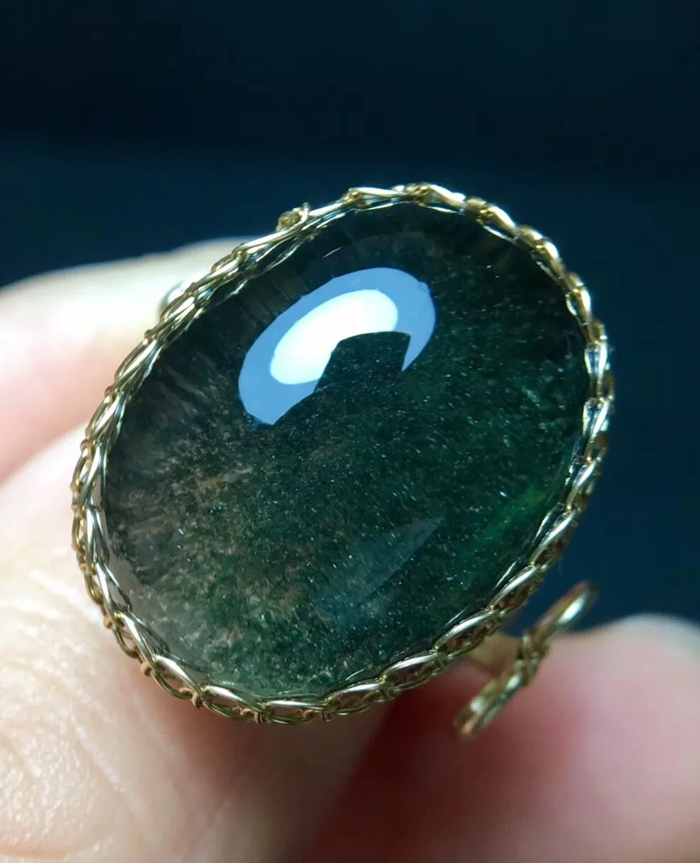 Natural Green Phantom Quartz Crystal Ring (4)