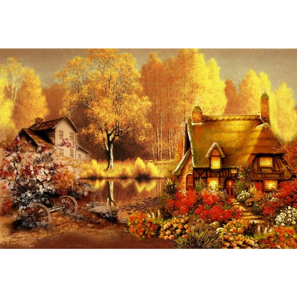 

Diamond Embroidery Autumn scenery Night Pattern Rhinestones Needlework Diamond Mosaic Nature Sale Kits For cross-stitching AA166
