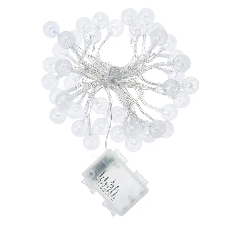 

5M 40LED Warm White LED Battery Christmas Lights Operated Fairy Ball Party Holiday Garland Flashing Bulb String Light