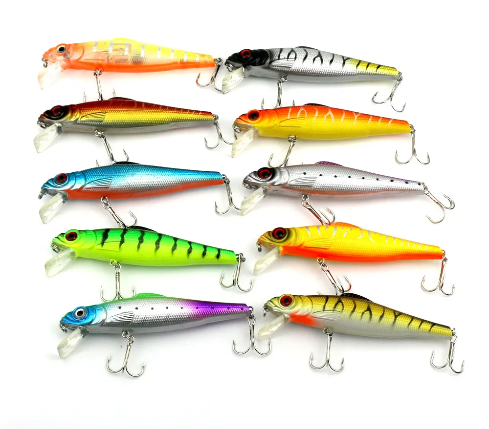  Big Sale 10pcs Heavy Minnow Artificial Fishing Lure Hard Plastic Swim Bait 3D Fish Eyes High Simula