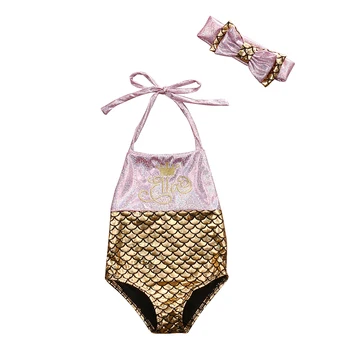

Toddler Girl Kid Baby Clothing Mermaid Swimwear Bowknot Bikini Swimwear Bodysuit Swimsuit Baby Girls 0-4Y