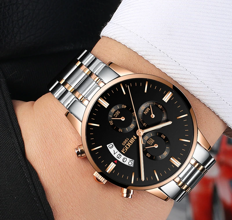 NIBOSI Men Watch Chronograph Sport Mens Watches Top Brand Luxury Waterproof Full Steel Quartz Gold Clock Men Relogio Masculino (16)