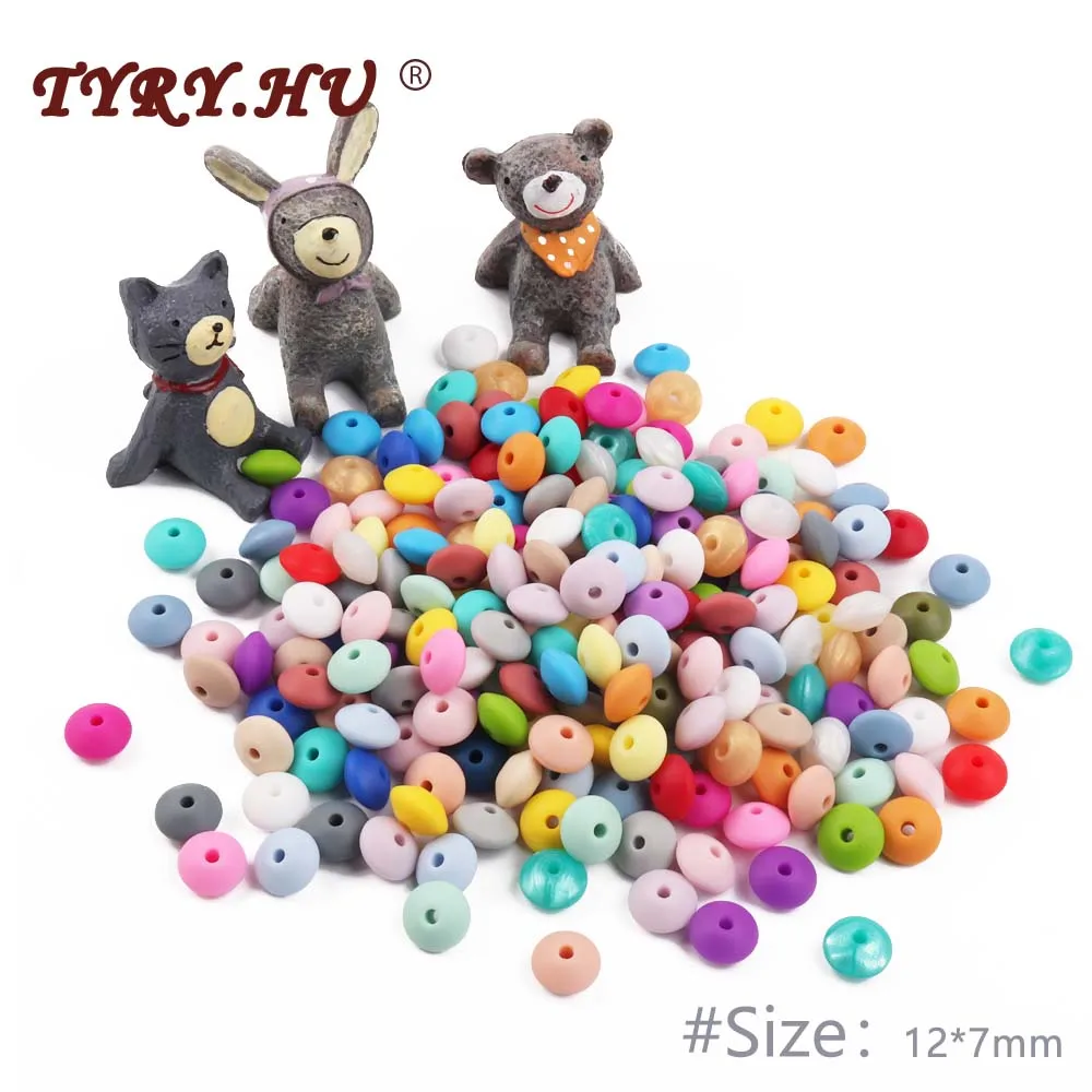 TYRY. hu 1000 قطع العدس سيليكون الخرز الطفل آمنة العناية بالفم التسنين الخرزة DIY هوة سلسلة اللعب لصنع المجوهرات اكسسوارات
