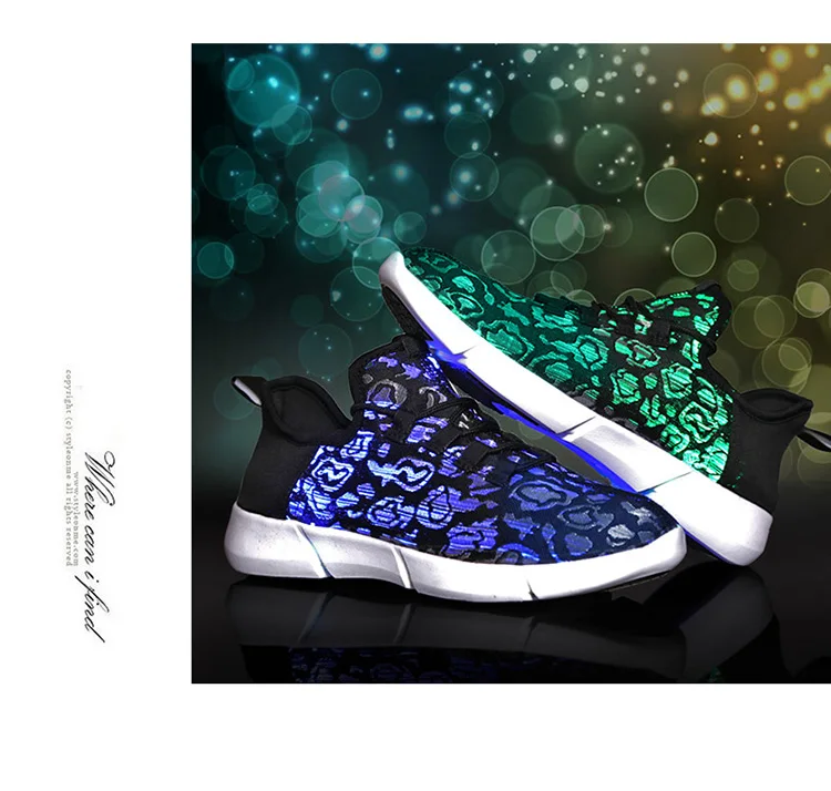 Tecido de Fibra Tênis com Luz Óptica Cores Piscando Iluminar Sapatos 11 Adolescente Girls & Boys Recarregável Usb Luminosa Size25-46 16 Mamãe e Bebê