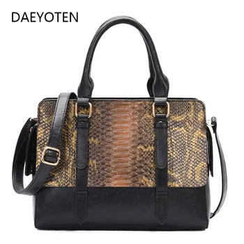 

DAEYOTEN Luxury Serpentine Hand Bags Fashion Big Women Bags Designer Totes For Women 2019 PU Leather Crossbody Bags ZM0002