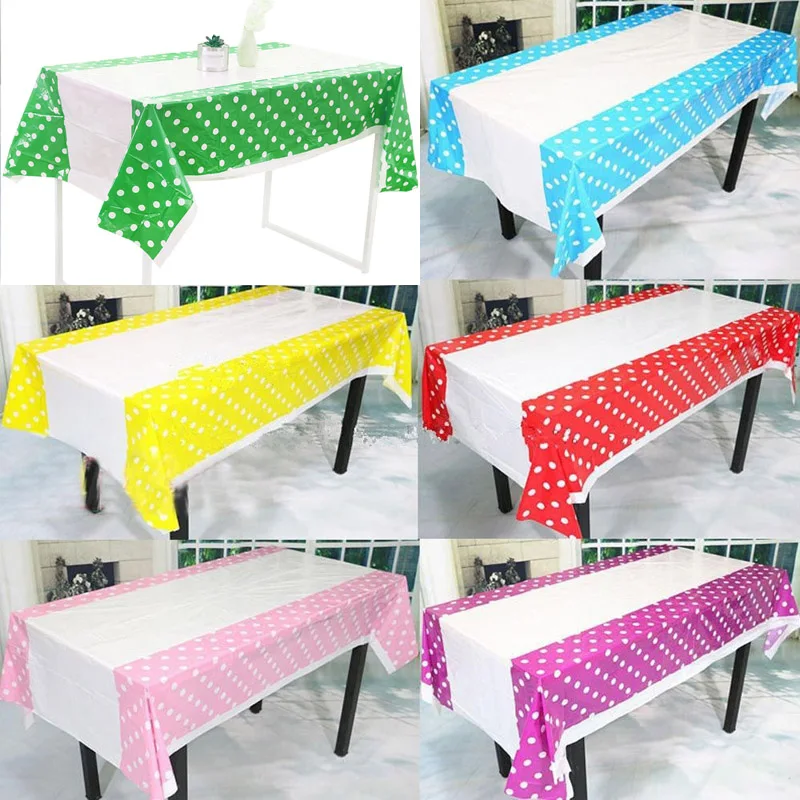 

108*180CM Polka Dots Party Plastic Tablecloth Cover for Kids Birthday Home Table Decor LBShipping