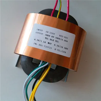 

280V-0-280V 80mA 6.3V 1.5A 6.3V 2A R Core Transformer R65 custom transformer 230V copper shield for Pre-decoder Power amplifier