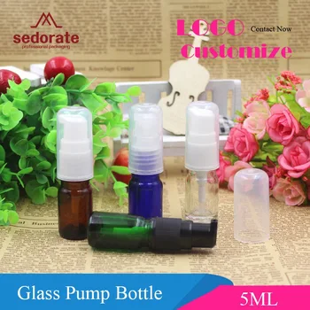 

Sedorate 50 pcs/Lot Mini Vial 5ML Glass Pump Bottles For Cosmetic Cream Lotion Amber Glass Containers Refillable Bottle YM023