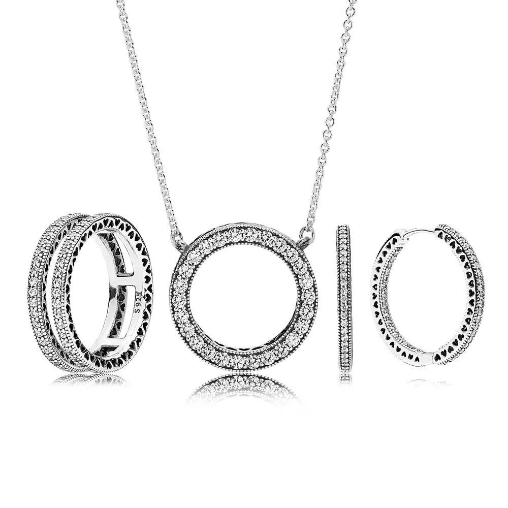 

EDELL YCS 100% 925 Sterling Silver SALE - Sterling Silver Hearts of Gift Set Charms rings Fit DIY Original Jewelry A Set