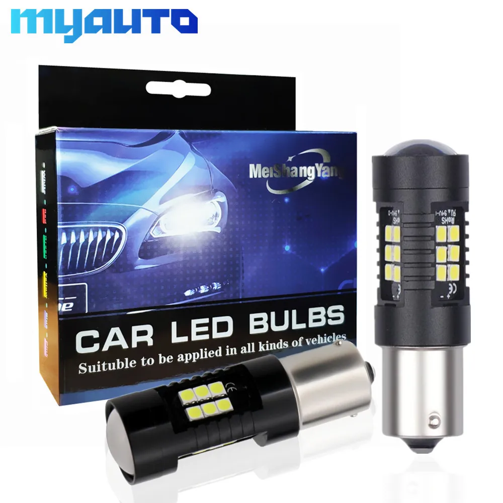 2 шт. P21W светодиодные лампы 1156 BA15S светодиоды 21 3030SMD автомобильные лампочки