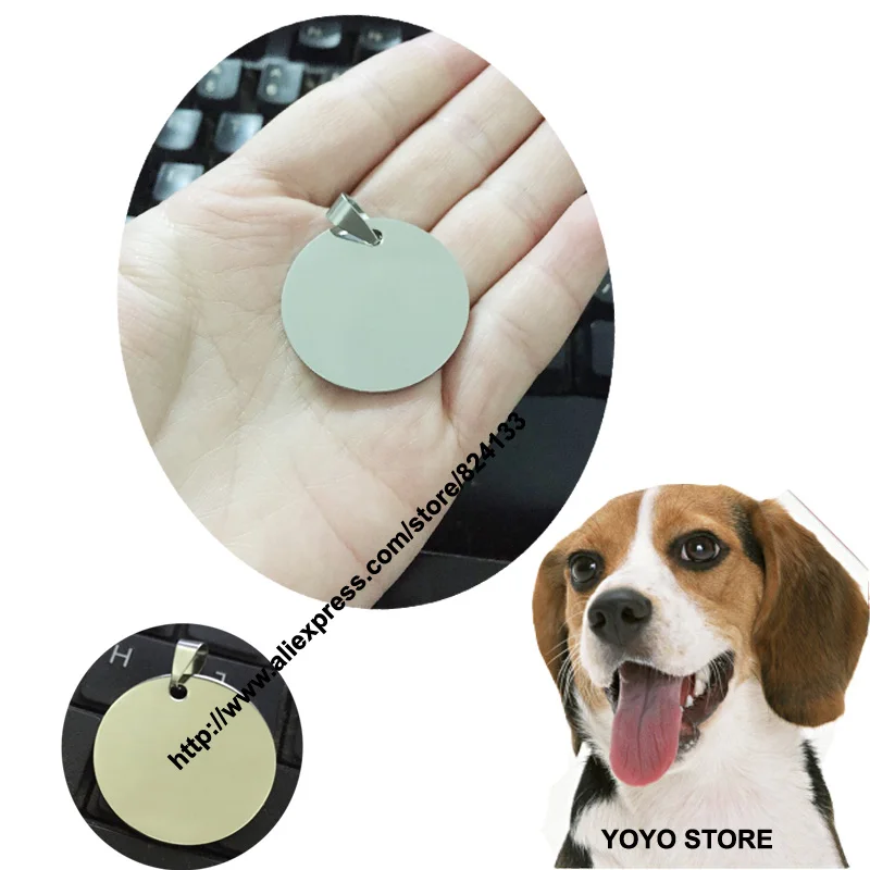 300pcs/lot cheap wholesale round circle dog tags pet id pendant collar