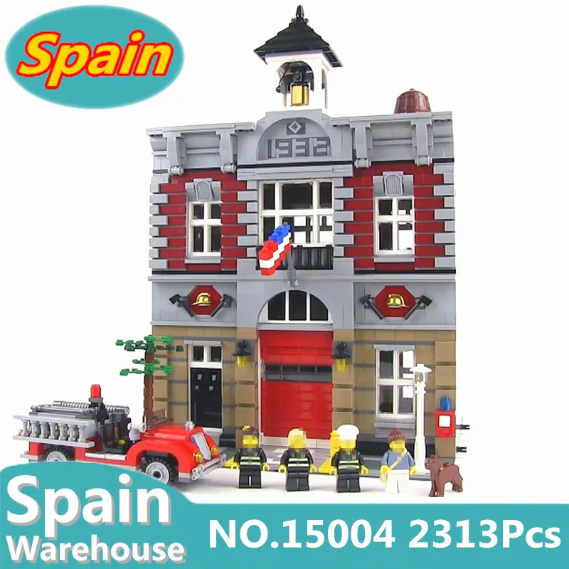 

Building Blocks Kits City Stree Fire Brigade Station 15004 2313pcs Compatible Legoing Creator 10197 Figure toys Blocks Bricks