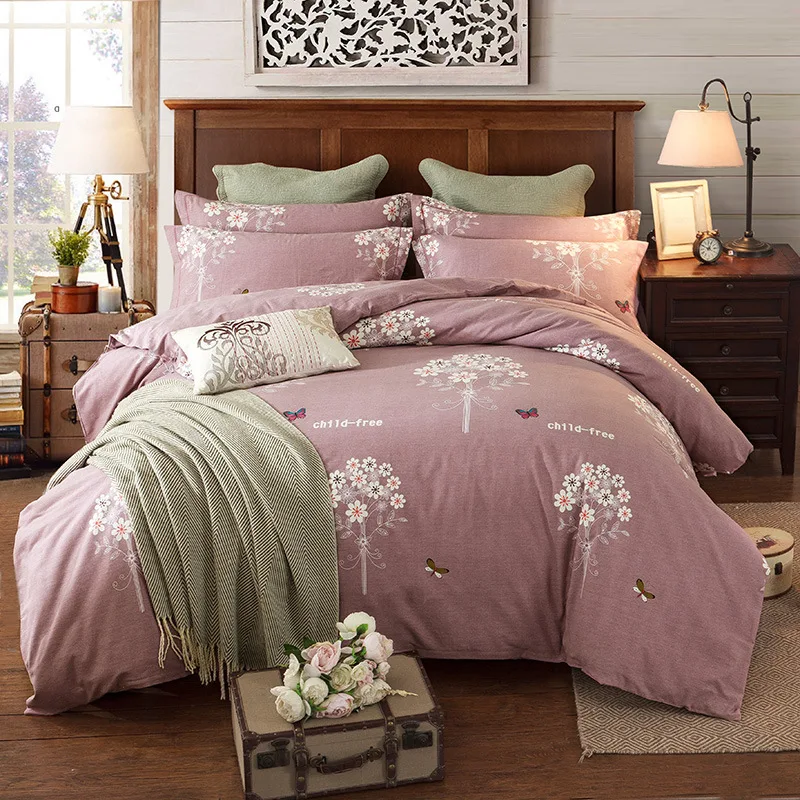 

Free Shipping Modern Style 100% Cotton Duvet Cover Set Bed Sheet Pillow Case King Size Super Soft Bedding Sets XKE005