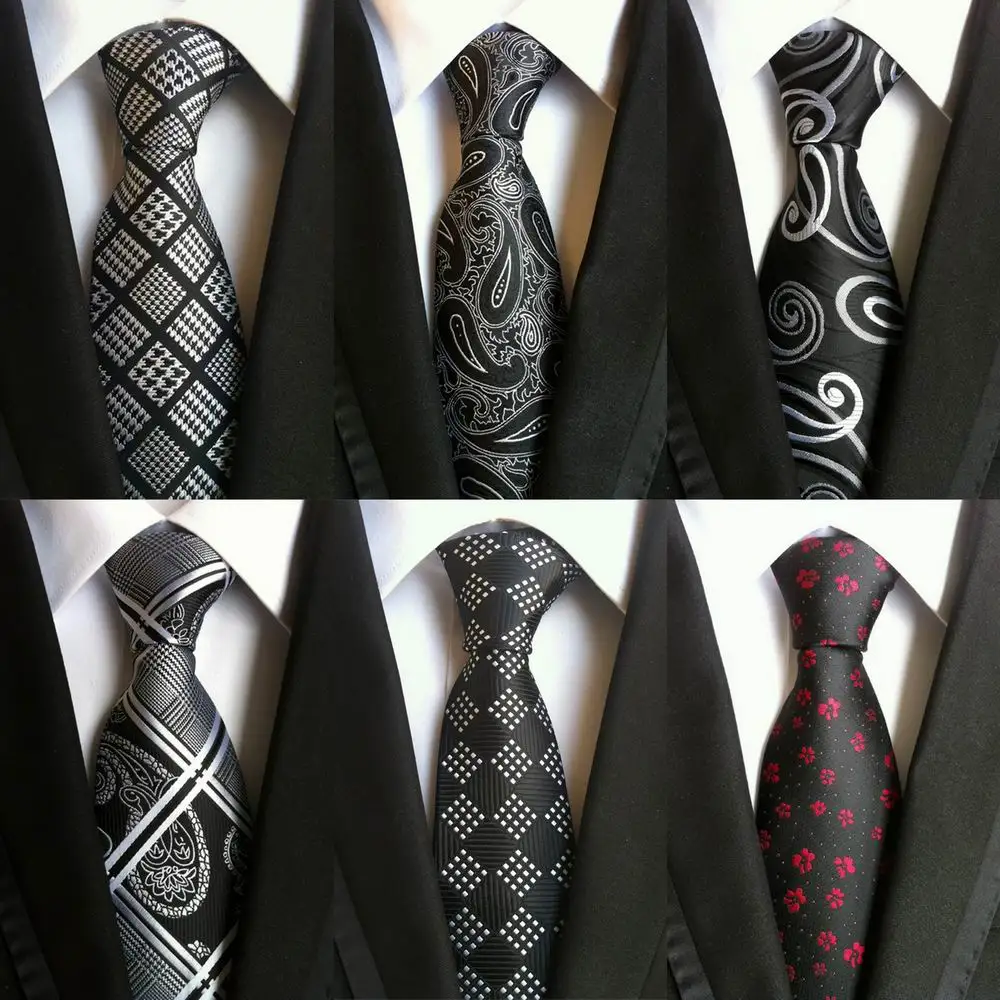 Новое прибытие геометрический черный, белый цвет ручной работы жаккардовые шелка Для мужчин s галстуки шеи галстук 8 см галстуки для Для