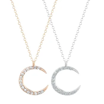 

QIAMNI Hot Fashion Wholesale 30pcs/lot Unique CZ Crescent Moon Necklace for Women and Girls Fashion Accessories Jewelry