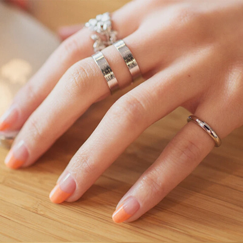 

LNRRABC 3Pcs/set Fashion Ring Vintage Metal Gold/Silver Color Leaf Hollow Out Stacking Midi Finger Knuckle Jewelry Gift