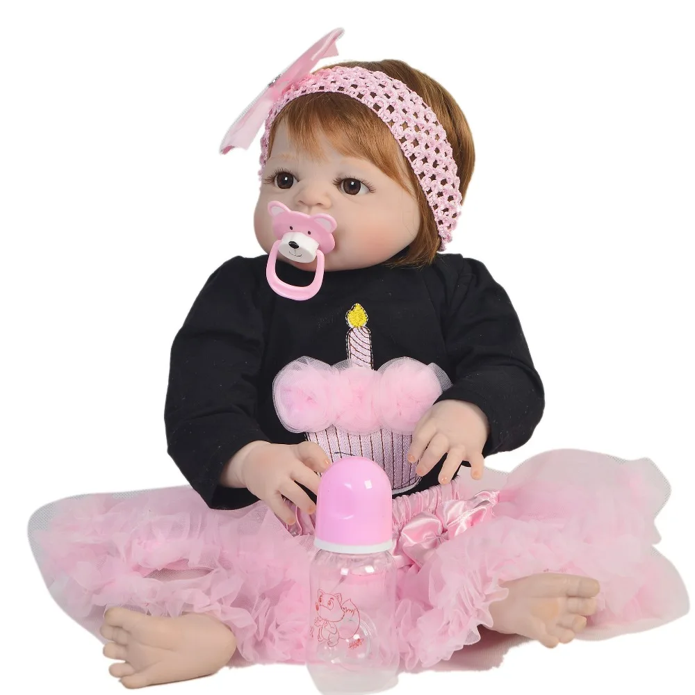 KEIUMI 1 год Новорожденные куклы 57 см выглядит настоящая принцесса реборн Детские куклы полный корпус силиконовая виниловая игрушка для