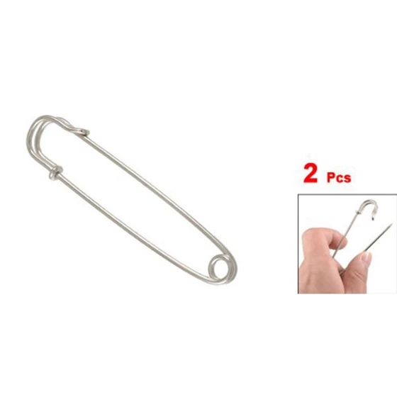 

3.5" Silver Tone Pointed Metal Brooch Large Safety Pin