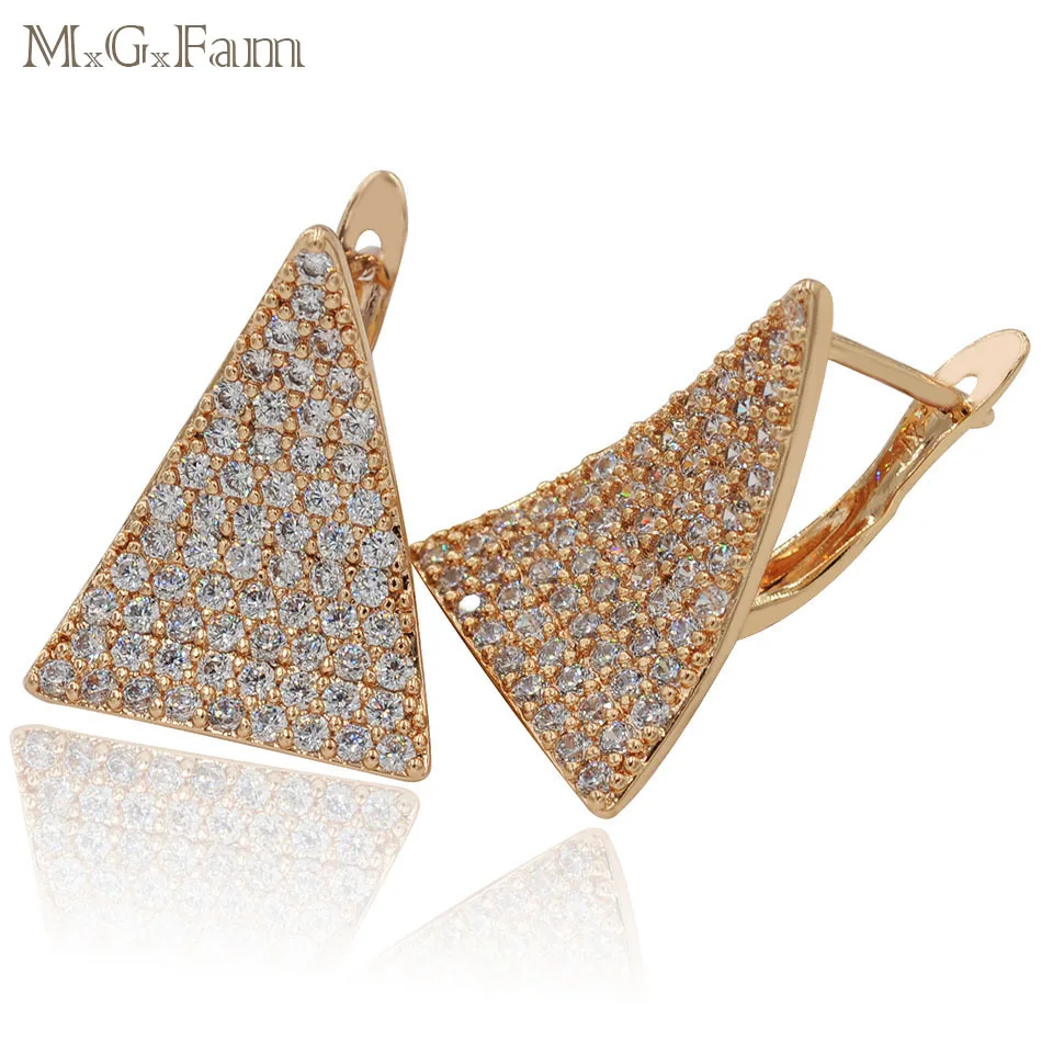 

MGFam Trangle Hoop Earrings For Women Gold Color AAA+ Cubic Zircon Shinne Hot Buy Fashion Jewelry Lead and Nickel Free