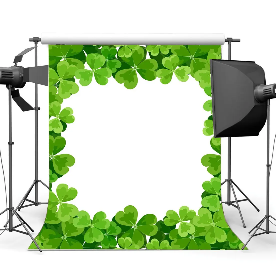 

Lucky Irish Shamrock Backdrop Happy St. Patrick's Day Green Four-leaf Clover Spring Photography Background