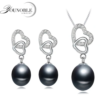 

Real Pearl Jewelry Set Women,wedding Heart Freshwater Natural Pearl Necklace Earrings Sets Anniversary Gift