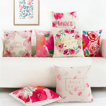 

Fresh Flower Red Plant Printed Throw Pillow Cushion Cover Case Funda Cojines Home Textile Cushion Cover For Decoration Sofa